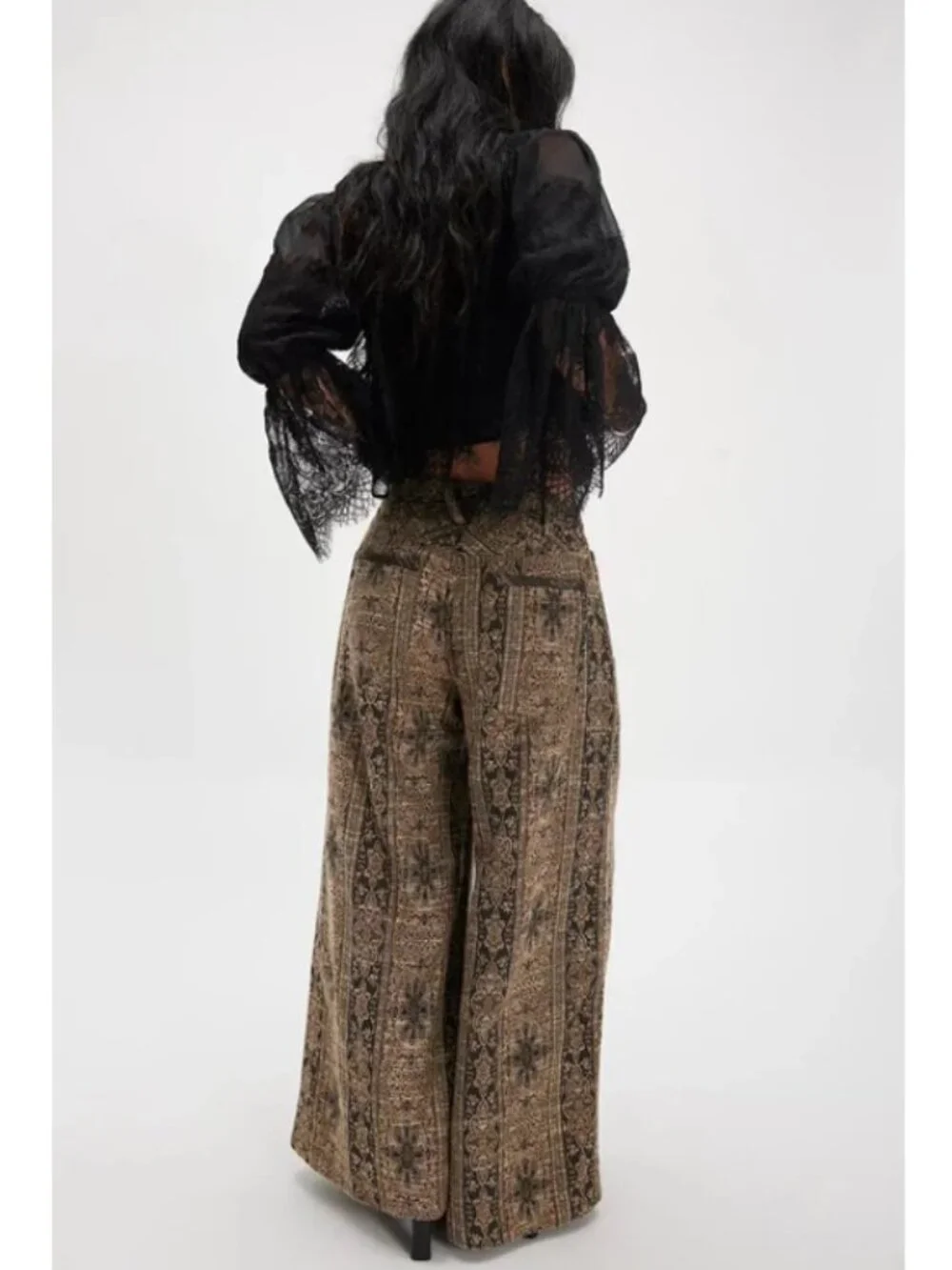 NWT Free People Dahlia Wide Leg Pants in Brown - Size 4 (Oversized)